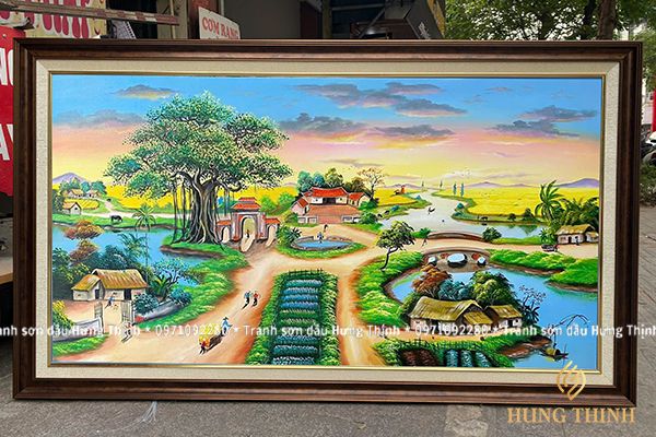 Tranh Sơn Dầu Đồng Quê Bắc Bộ Việt Nam Đẹp HL00059