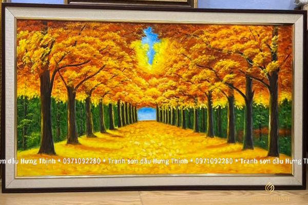 Tranh Sơn Dầu Phong Cảnh Hai Hàng Cây Mùa Thu LS50558