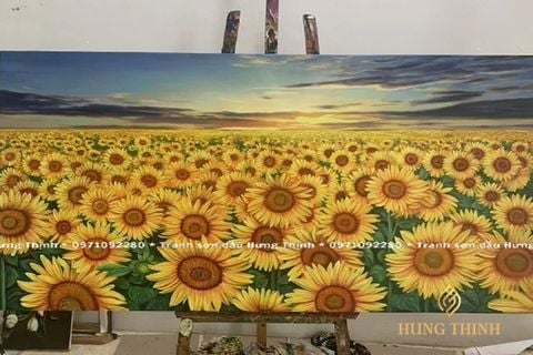 Tranh Sơn Dầu Hoa Hướng Dương Vẽ Tay SF990112