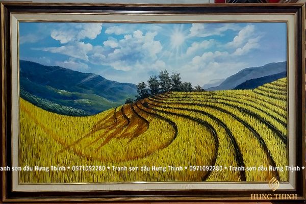 Tranh Sơn Dầu Ruộng Bậc Thang Mùa Lúa Tuyệt Đẹp LS50541