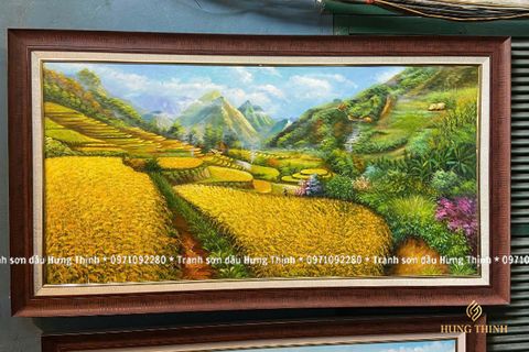 Tranh Sơn Dầu Ruộng Bậc Thang Núi Non Trùng Điệp LS50563