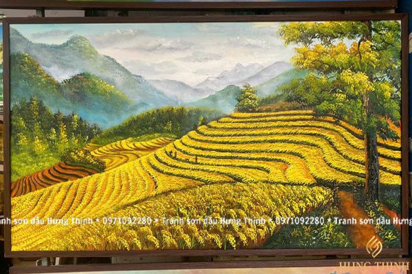 Tranh Sơn Dầu Ruộng Bậc Thang Đồi Mâm Xôi Tây Bắc