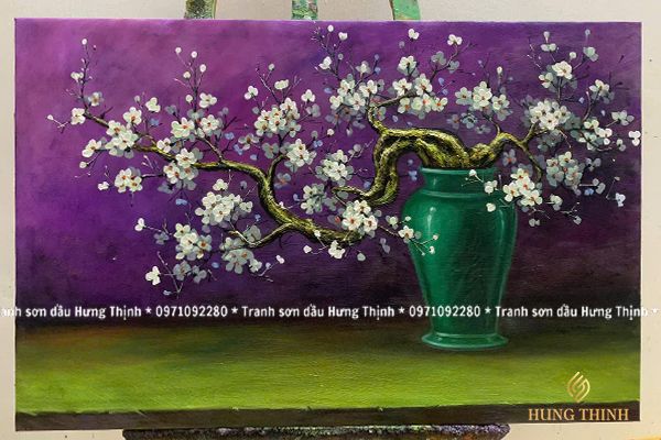 Tranh Sơn Dầu Tĩnh Vật Bình Hoa Decor