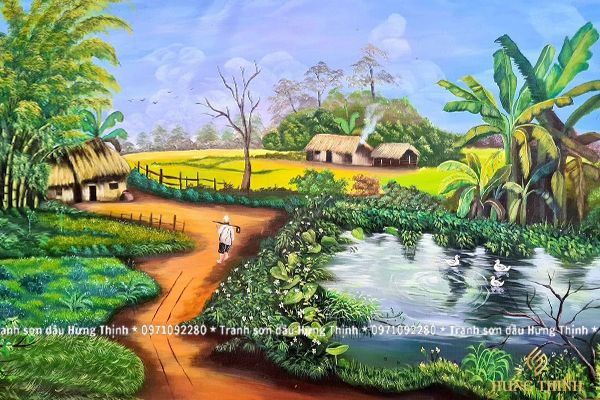 Tranh Sơn Dầu Đồng Quê Việt Nam Treo Tường HL00062