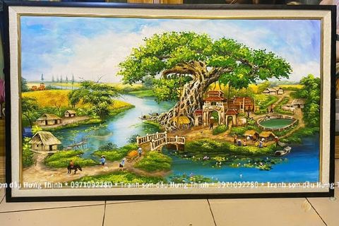 Tranh Sơn Dầu Phong Cảnh Đồng Quê Treo Phòng Làm Việc HL00063