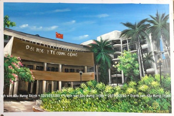 Tranh Sơn Dầu Vẽ Theo Yêu Cầu Trường Học Qùa Tặng