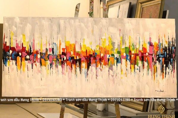 Tranh Sơn Dầu Trừu Tượng Vẽ Tay 3D AT66169