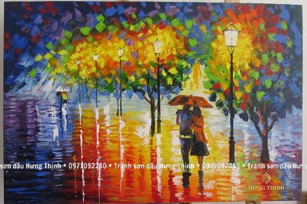 Tranh Sơn Dầu Vẽ Trừu Tượng Decor Đẹp Leonid AT66173