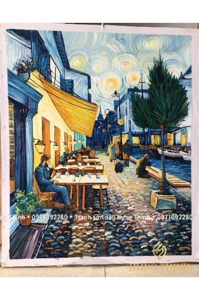 Tranh Sơn Dầu Đêm Ngõ Nhỏ Thành Phố Châu Âu LS50551