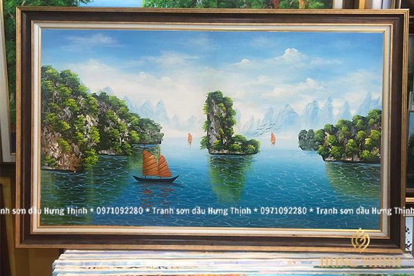 Tranh Sơn Dầu Vịnh Hạ Long Vẽ Tay Đẹp Nhất LS50521