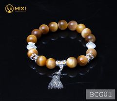 VT Đá Mắt Hổ Vàng Tươi 2A_10 Mix Charm Chuông Gió Bạc 925_BCG01