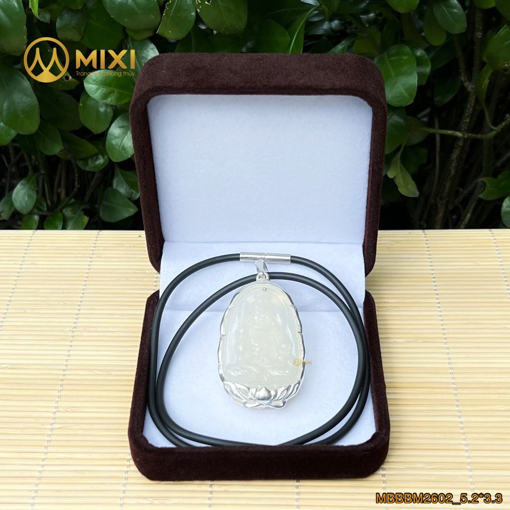 PBM Bất Động Minh Vương Mã Não Trắng Bọc Bạc