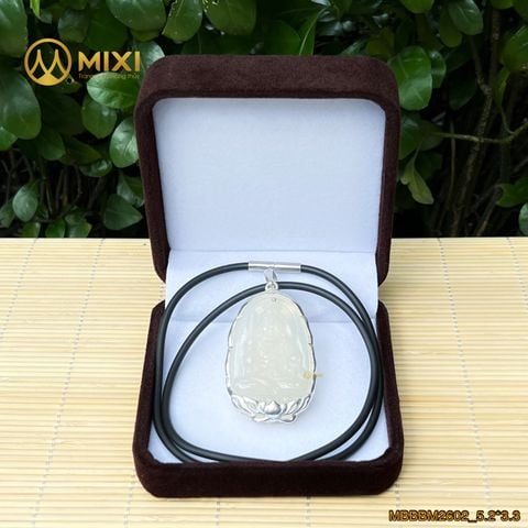 PBM Bất Động Minh Vương Mã Não Trắng Bọc Bạc