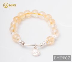 VT Đá Thạch Anh Vàng 2A_10 Mix Charm Mèo Thần Tài Treo Bạc 999_BMTT02