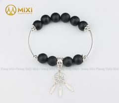 VT Đá Núi Lửa Obsidian Nhám_10 Mix Charm Lưới Giấc Mơ (Dreamcatcher) Bạc 925_BLGM03