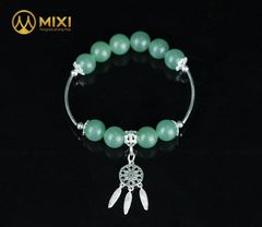 VT Đá Thạch Anh Xanh Aventurine 2A_10 Mix Charm Lưới Giấc Mơ (Dreamcatcher) Bạc 925_BLGM03