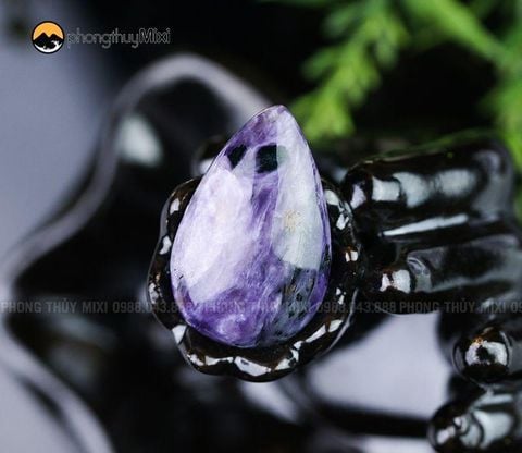 Mặt Đá Charoite (Mắt Rồng) Hình Giọt Nước