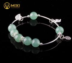 VT Đá Thạch Anh Xanh Aventurine 2A_10 Mix Charm Cỏ 4 Lá Bạc 999_BBL02