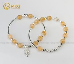 VT Đá Thạch Anh Vàng 2A_8 Mix Charm Cỏ 4 Lá Bạc 999_BBL03