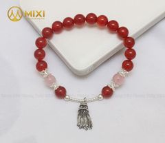 VT Đá Mã Não Đỏ_8 Mix Charm Chuông Gió Bạc 925_BCG02