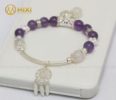 VT Đá Thạch Anh Tím 2A_8 Mix Charm Lưới Giấc Mơ (Dreamcatcher) Bạc 925_BLGM04