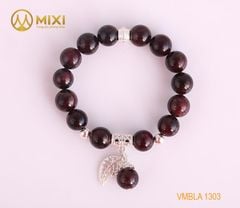 VT Đá Ngọc Hồng Lựu Granat 1A_10 Mix Charm Lá Treo Bạc 999_BLT01