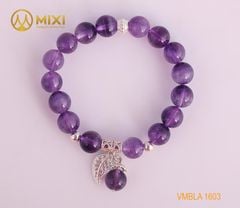 VT Đá Thạch Anh Tím 2A_10 Mix Charm Lá Treo Bạc 999_BLT01