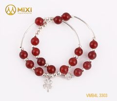 VT Đá Mã Não Đỏ_8 Mix Charm Cỏ 4 Lá Bạc 999_BBL03