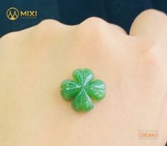 Mặt Đá Ngọc Bích Nephrite Cỏ 4 Lá May Mắn