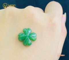 Mặt Đá Ngọc Bích Nephrite Cỏ 4 Lá May Mắn