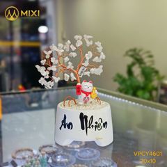 Cây Tài Lộc Hũ Tròn Chữ An Nhiên Thạch Anh Trắng