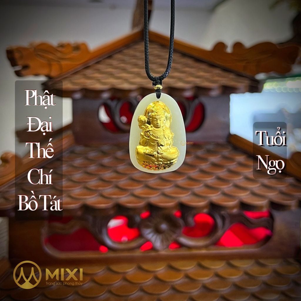 PBM Đại Thế Chí Bồ Tát Ngọc Bích Nephrite Mạ Vàng