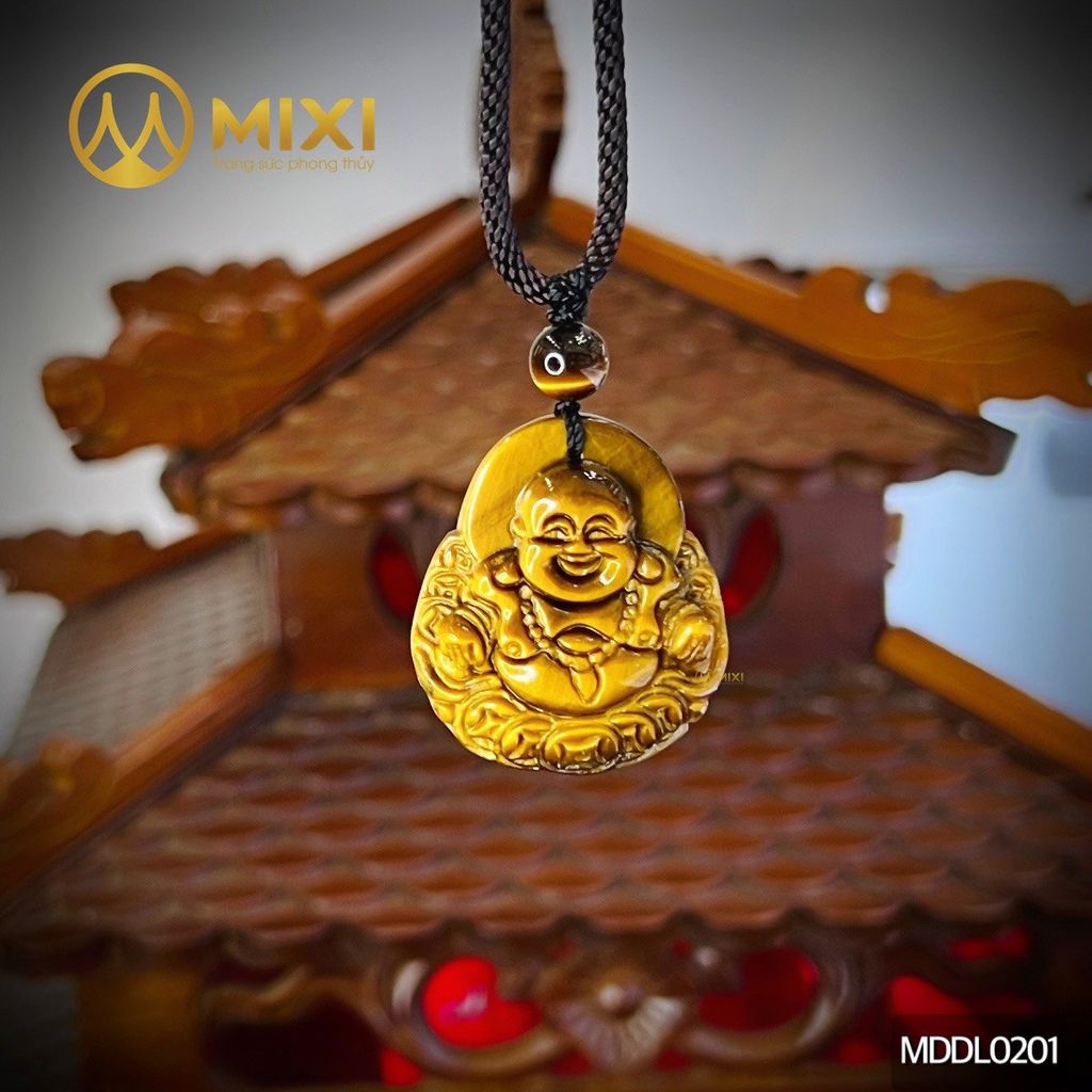 Mặt Dây Phật Di Lặc Mắt Hổ Nâu