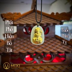 PBM Phổ Hiền Bồ Tát Ngọc Bích Nephrite Mạ Vàng