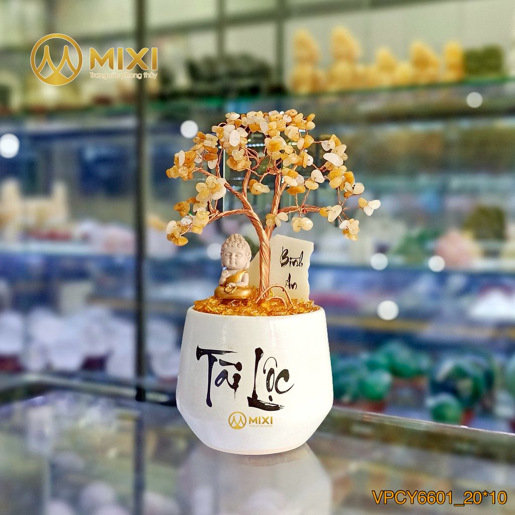 Cây Tài Lộc Hũ Tròn Chữ Tài Lộc Ngọc Jade Vàng