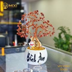 Cây Tài Lộc Hũ Tròn Chữ Bình An Mã Não Đỏ