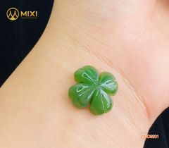 Mặt Đá Ngọc Bích Nephrite Cỏ 4 Lá May Mắn