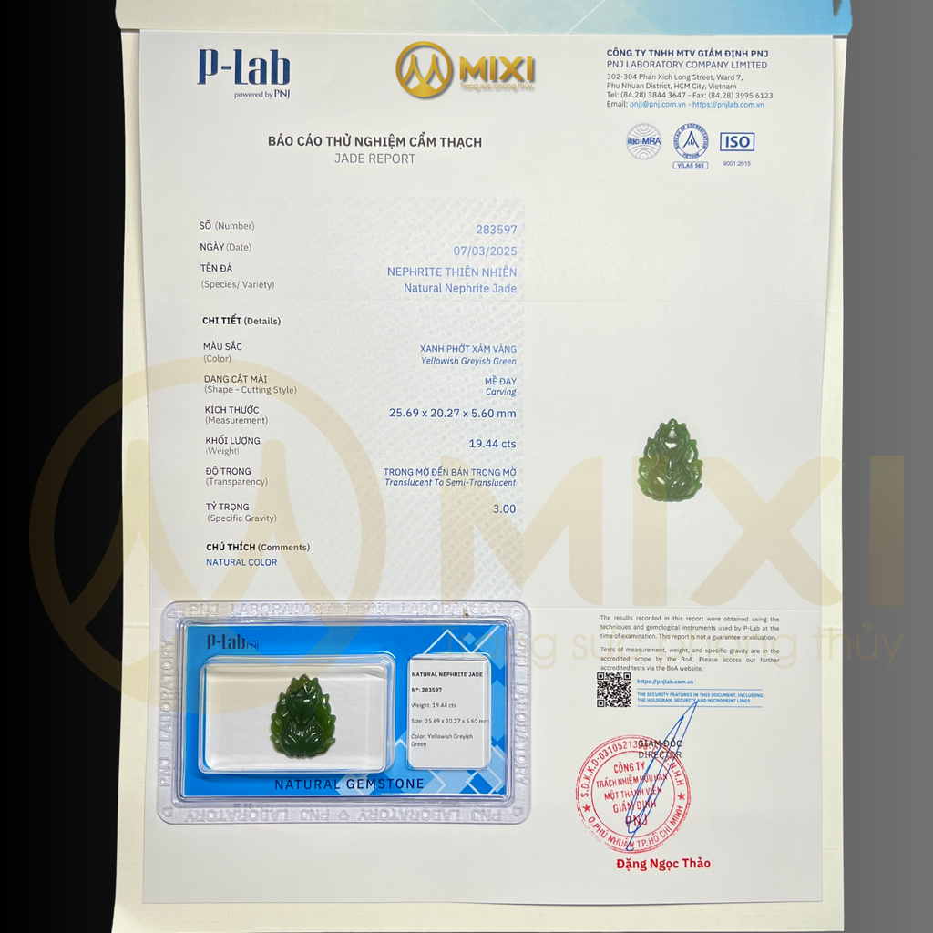 Mặt Dây Hồ Ly Ngọc Nephrite 3A Chúa