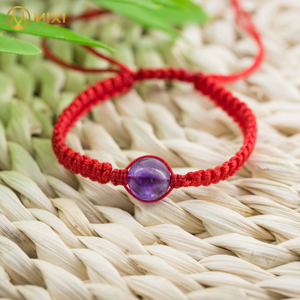 Vòng Tay Chỉ Đỏ Mix Hạt Đá Thạch Anh Tím 2A