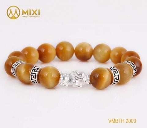 VT Đá Mắt Hổ Vàng Tươi 2A_12 Mix Charm Tỳ Hưu Bạc 999_18_BTH01