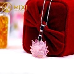 Mặt Dây Hồ Ly Thạch Anh Hồng Chín Đuôi Cài Hoa
