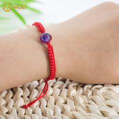 Vòng Tay Chỉ Đỏ Mix Hạt Đá Thạch Anh Tím 2A