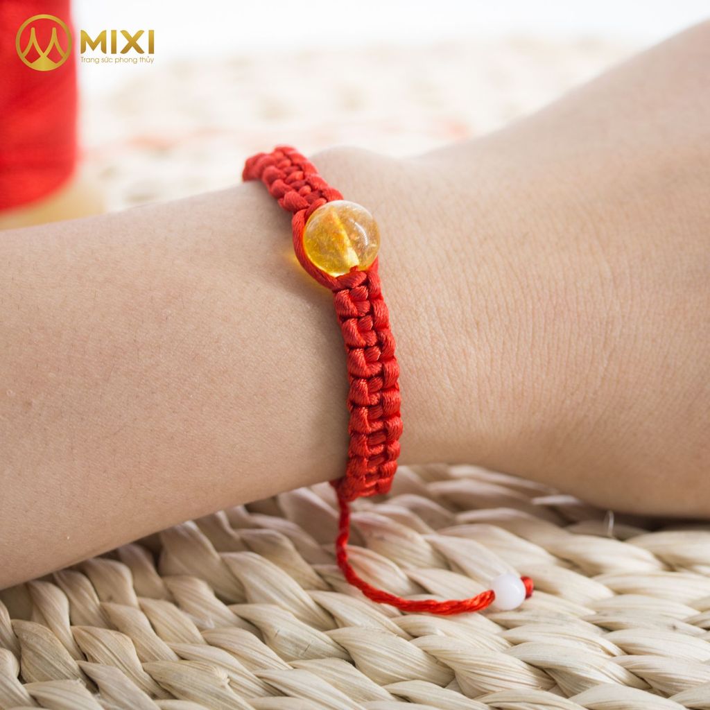 Vòng Tay Chỉ Đỏ Mix Hạt Đá Thạch Anh Vàng 1A