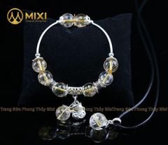 VT Đá Thạch Anh Vàng 2A_10 Mix Charm Mèo Thần Tài Treo Bạc 999_BMTT01