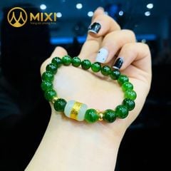 Vòng Tay Ngọc Bích Nephrite 1A_8 Mix Lu Thống Nephrite Mạ Vàng