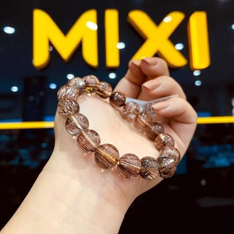 Vòng Tay Thạch Anh Tóc Nâu Đỏ 5A