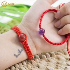 Vòng Tay Chỉ Đỏ Mix Hạt Đá Thạch Anh Tím 2A