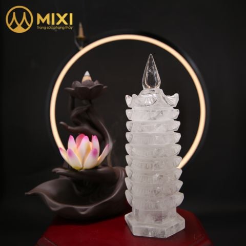 Tháp Văn Xương Thạch Anh Trắng 9 Tầng