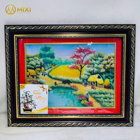 Tranh Đá Quý Phong Cảnh Đồng Quê