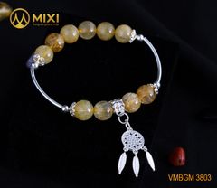 VT Đá Thạch Anh Tóc Vàng 2A_10 Mix Charm Lưới Giấc Mơ (Dreamcatcher) Bạc 925_BLGM03